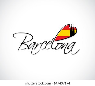 Barcelona lettering - vector illustration