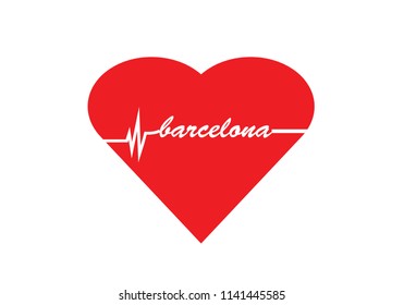 Barcelona love heart shape illustration sticker