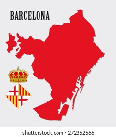 barcelona map with coat of arms