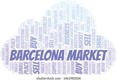 Barcelona Market word cloud. Vector made with text only