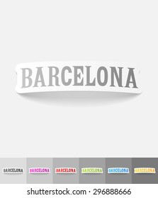 Barcelona paper sticker with shadow. Vector illustration