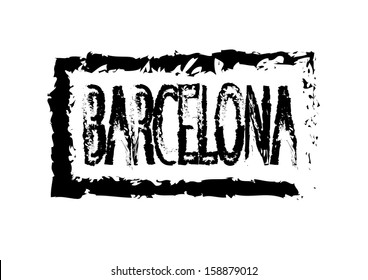 Barcelona Passport Style Stamp. Vector