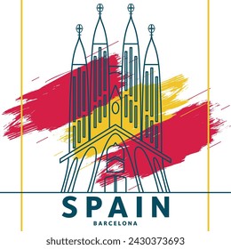 Barcelona poster Traditional church Vector illustration