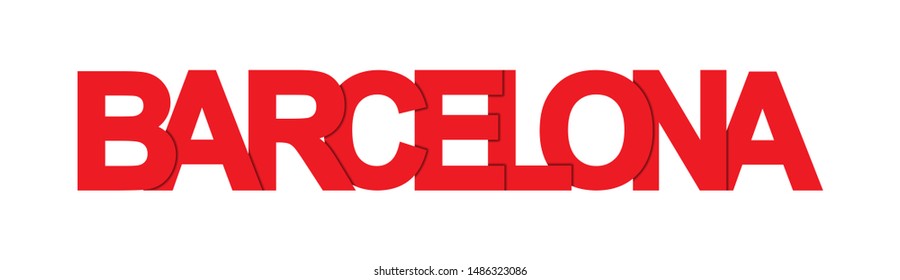 BARCELONA. Red banner with the name of the city of Spain for design and decoration