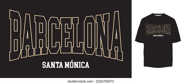 Barcelona santa monica varsity college lettering slogan retro placement graphic design 