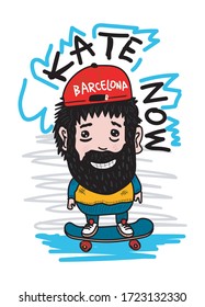 barcelona skate now,t-shirt design fashion vector illustration