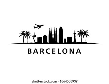 Edificios de Silhouette en Barcelona Skyline Landscape City