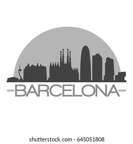 Barcelona Skyline Silhouette Skyline Stamp Vector City Design