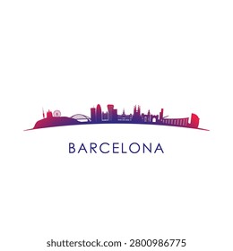 Barcelona skyline silhouette. Vector design colorful illustration