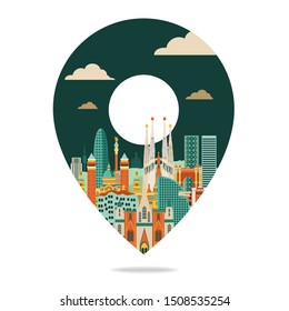 	
Barcelona skyline, Spain. Travel and tourism background. Vector illustration.