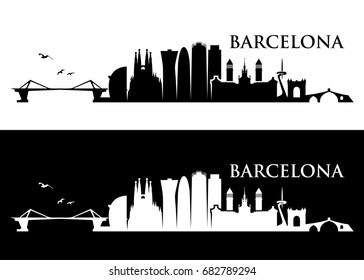 Barcelona Skyline - Spain - Vector Illustration