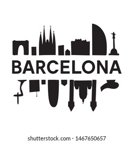 Barcelona skyline. Vector illustration. Original design for souvenirs