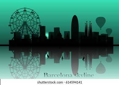 Barcelona skyline vector silhouette.