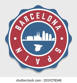 Barcelona, Spain Badge Map Vector Seal Vector Sign. National Symbol Country Stamp Design Icon Label.  svg