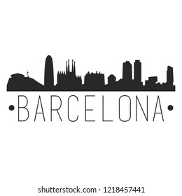 Barcelona Spain City. Skyline Silhouette City Design Vector Famous Monuments. svg