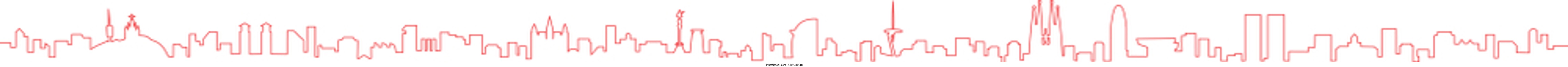 Barcelona Spain city skyline vector silhouette line illustration. BCN monuments skyline. Big city vector. svg