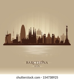 Barcelona Spain city skyline vector silhouette illustration