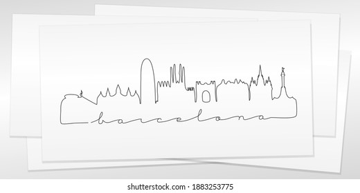 Barcelona, Spain Doodle Skyline Hand Drawn. City One Line Art Illustration Landmark. Minimalistic Sketch Pen Background.