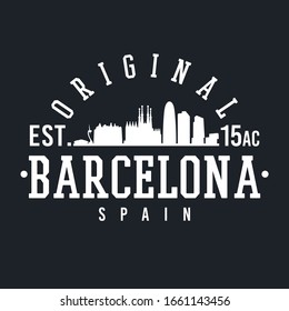 Barcelona, Spain Skyline Original. A Logotype Sports College and University Style. Illustration Design. svg