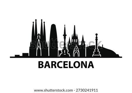Barcelona Spain Skyline Silhouette Vector Illustration