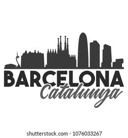 Barcelona Spain Skyline Souvenir Travel Vector Art Design Tourism svg