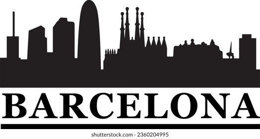 Barcelona Spain Skyline Vector Graphic