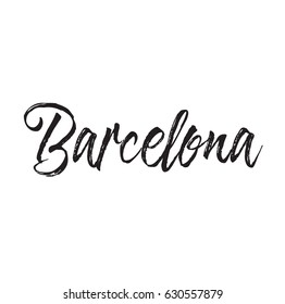 barcelona, text design. Vector calligraphy. Typography poster. Usable as background.