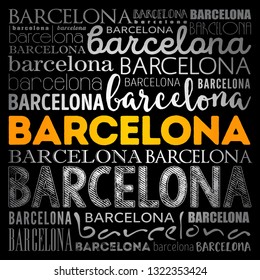 Barcelona wallpaper word cloud, travel concept background