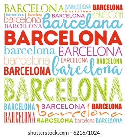 Barcelona wallpaper word cloud, travel concept background