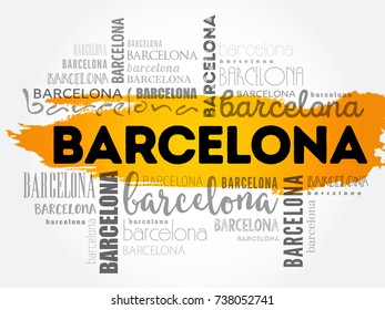 Barcelona wallpaper word cloud, travel concept background