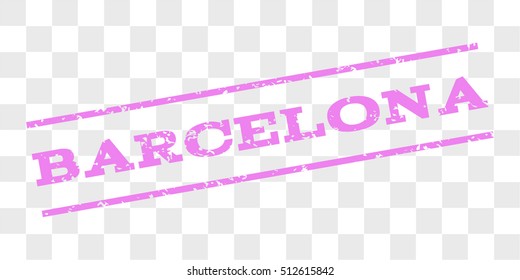 Barcelona watermark stamp. Text tag between parallel lines with grunge design style. Rubber seal stamp with unclean texture. Vector violet color ink imprint on a chess transparent background.