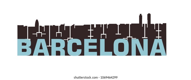 Barcelona,Spain city skyline vector silhouette