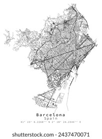 Barcelona,Spain Urban detail Streets Roads Map  ,vector element image for marketing ,digital product ,wall art and poster prints.