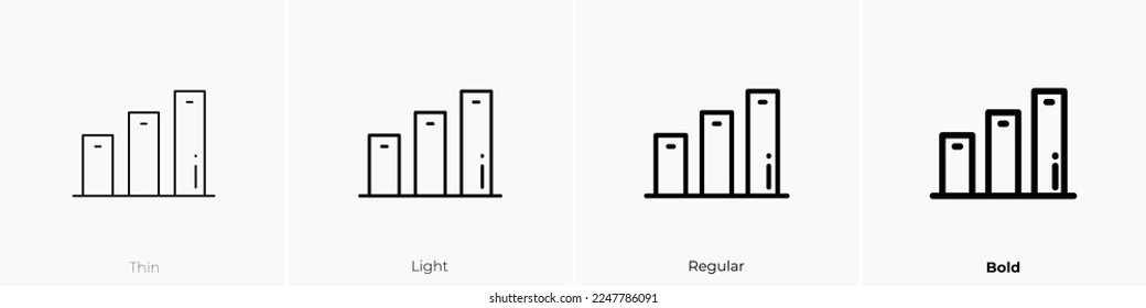 bar-chart icon. Thin, Light Regular And Bold style design isolated on white background