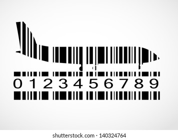 Barcode airplane image vector illustration