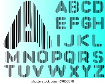 Barcode Alphabet Ato Z  (Hand drawn Letters - Separately grouped and  transparent so they can be overlaid onto other graphics)