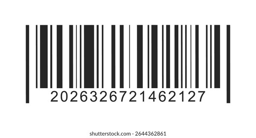 Barcode, bar code icon with numbers, simple fake barcode vector icon, universal tag for scanning product
