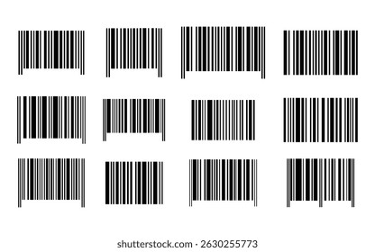 Barcode bar icon set vector. Collection of barcode icon for product identification, retail vector design element