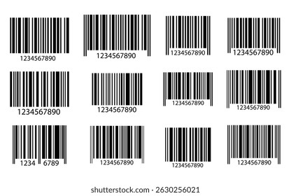 Barcode bar icon set vector. Collection of barcode icon for product identification, retail vector design element