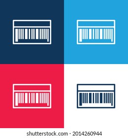 Barcode blue and red four color minimal icon set
