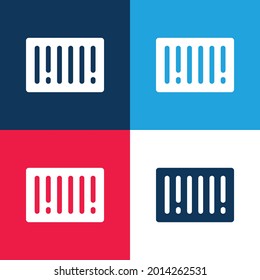 Código de barras azul y rojo cuatro colores conjunto de iconos mínimo