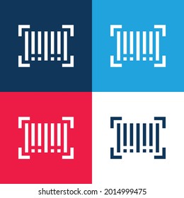 Barcode blue and red four color minimal icon set