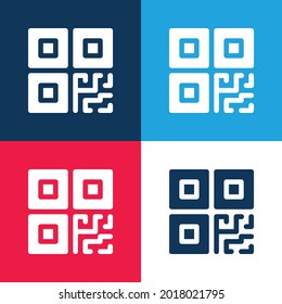 Barcode blue and red four color minimal icon set