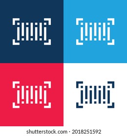 Código de barras azul y rojo cuatro colores conjunto de iconos mínimo