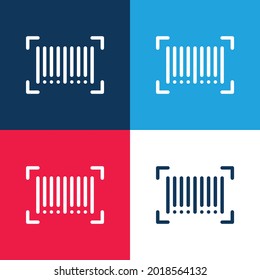 Barcode blue and red four color minimal icon set