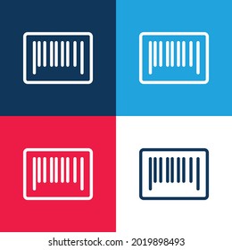 Barcode blue and red four color minimal icon set