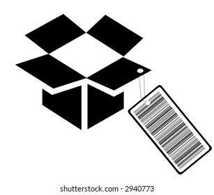 Barcode box with ticket - vector illustration