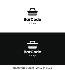 El código de barras se combina con el diseño sencillo del logotipo de la cesta