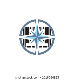 Barcode Compass Logo Icon Design