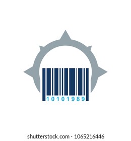 Barcode Compass Logo Icon Design